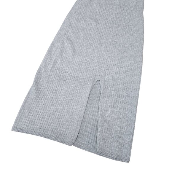 Free People Womens Ribbed Knit Midi Skirt with Front Slit Gray M - Picture 4 of 5
